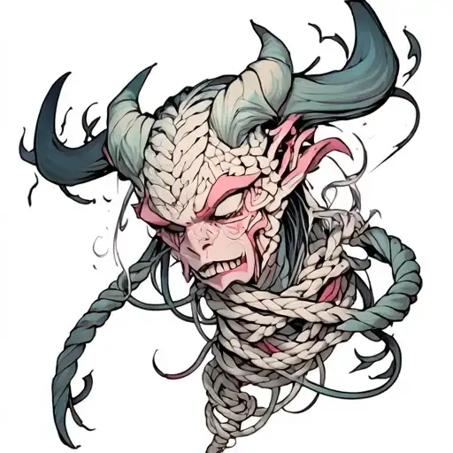 Thick Shibari demon tattoo design idea