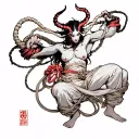 Thick Shibari demon tattoo design idea