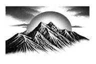 pikes peak mountain, sunrise in background tattoo design idea