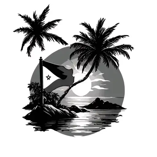 philippine map palm tree with sunset and philippine flag tattoo design idea