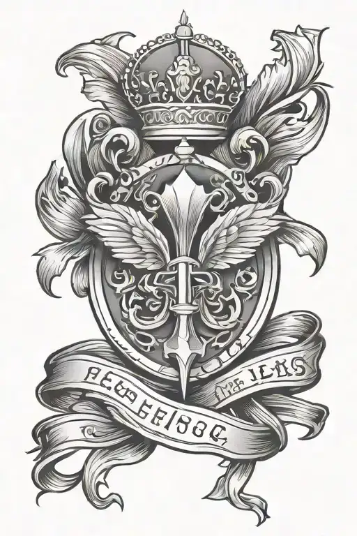 flur de lis, air force logo, Crohns ribbon on sleeve  tattoo design idea