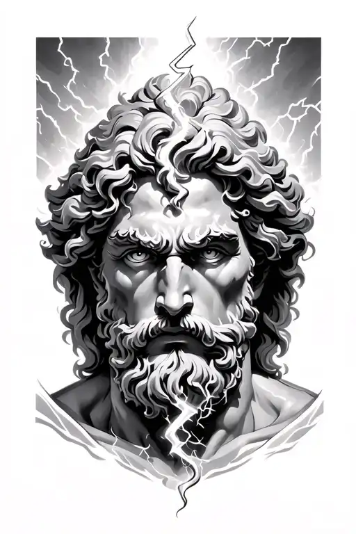 Zeus lightning coming out of eyes throwing a lightning bolt  tattoo design idea
