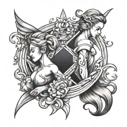 Gemini Aquarius tattoo design idea