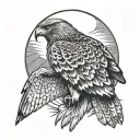 red tailed hawk in front of sun tattoo design idea