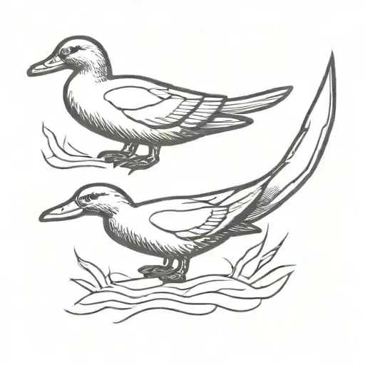 black duck badass knife tattoo design idea