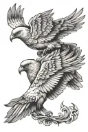 2 doves flying eagle tattoo design idea