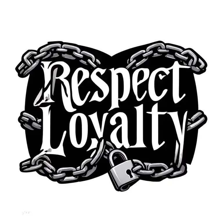 "Respect Loyalty" lock and chain links tattoo design idea