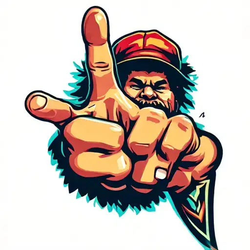 boodah putting up that shaka sign tattoo design idea