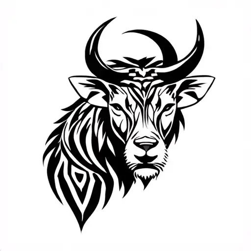 BUFFALO LEO ZODIAC SIGN AFRICA tattoo design idea