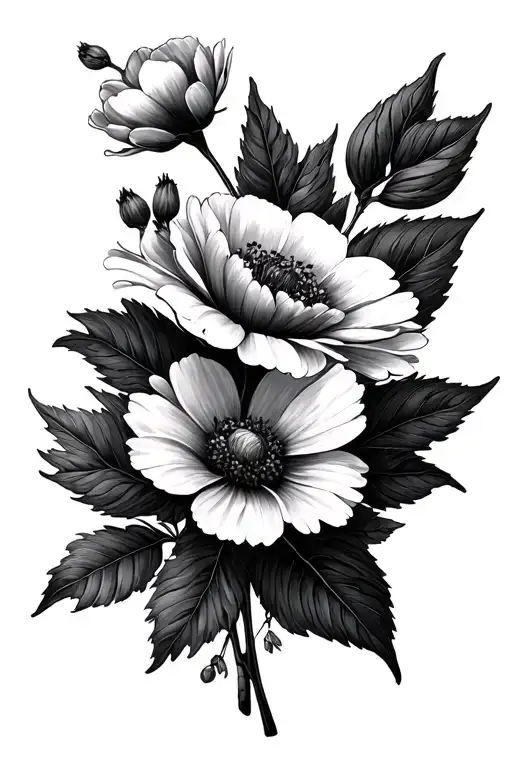 I want the birth flowers of may and October to fit on my inner arm kind of like a stem tattoo design idea