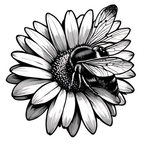 cosmo daisy and bee tattoo design idea