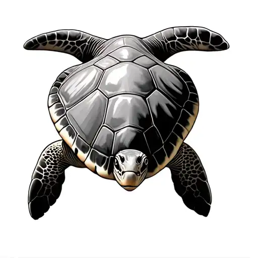 sea turtle with 3 shadows getting smaller as go down tattoo design idea