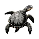 sea turtle with 3 shadows getting smaller as go down tattoo design idea