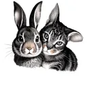 cat and rabbit looking tattoo design idea