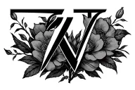 Number 7 letters E and V romantic tattoo design idea