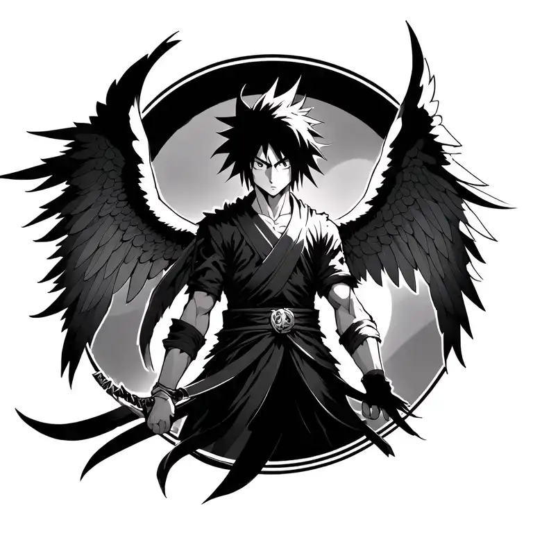 Susanoo Sasuke anime with wings tattoo design idea