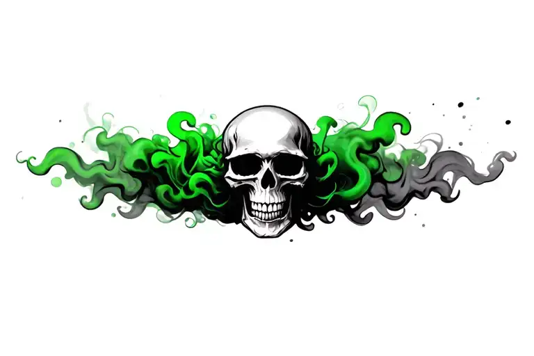 skull with  green smoke tattoo design idea