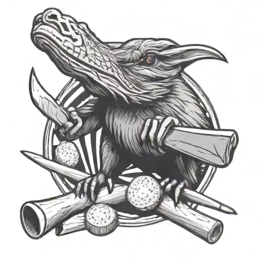 pool cue, honey badger, chicken nuggets tattoo design idea