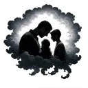 memorial tattoo depicting clouds surrounding a dad and son tattoo design idea