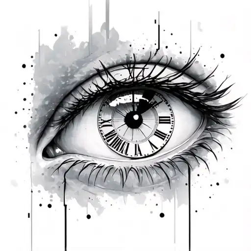 eye with clock inside for men tattoo design idea