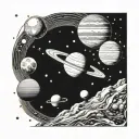 space and solar system tattoo design idea