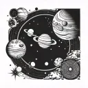 space and solar system tattoo design idea