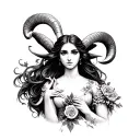 woman aries wife love strength tarot tattoo design idea