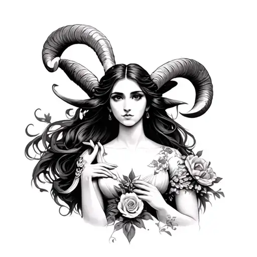 woman aries wife love strength tarot tattoo design idea