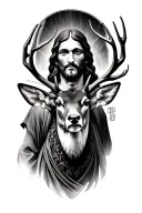 Jesus compound bow hunting a deer tattoo design idea