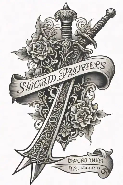 sword and proverbs 24:16 tattoo design idea
