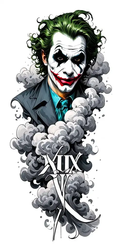 roman numerals iv, BCA CLOUDS, hahaha joker tattoo tattoo design idea