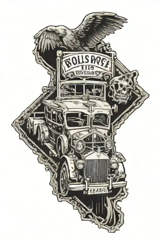 rolls Royce, street sign tattoo design idea