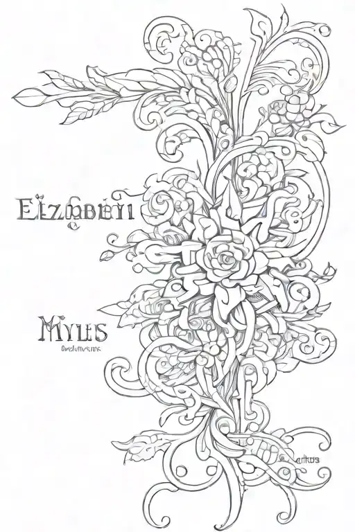 Elizabeth Lincoln Myles names written tattoo design idea