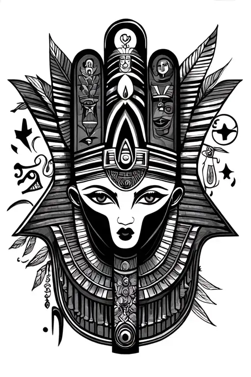 The Hamsa,Eye of Ra,Sphinx,Cleopatra, Anubis, and The Ankh tattoo design idea