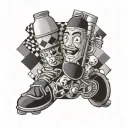 Create a patchwork sleeve featuring elements representing different milestones in the client's son's life, like a baby bottle, toy car, and school book tattoo design idea