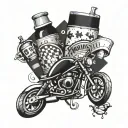 Create a patchwork sleeve featuring elements representing different milestones in the client's son's life, like a baby bottle, toy car, and school book tattoo design idea