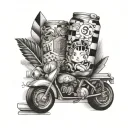 Create a patchwork sleeve featuring elements representing different milestones in the client's son's life, like a baby bottle, toy car, and school book tattoo design idea