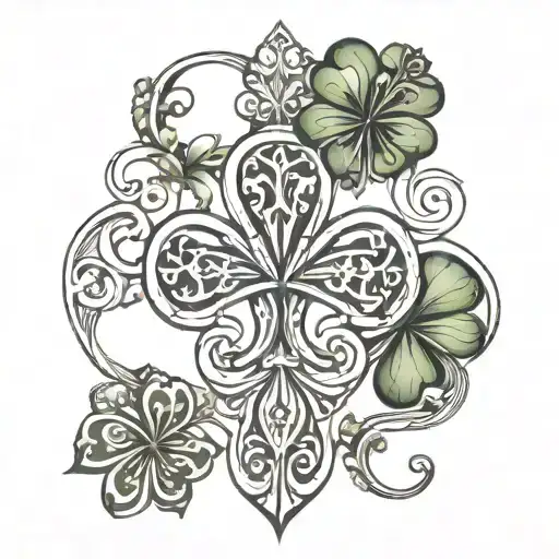 fleur di lis and a shamrock intertwined tattoo design idea