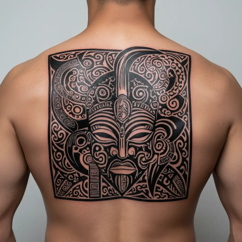 Igbo warrior mask tattoo design idea