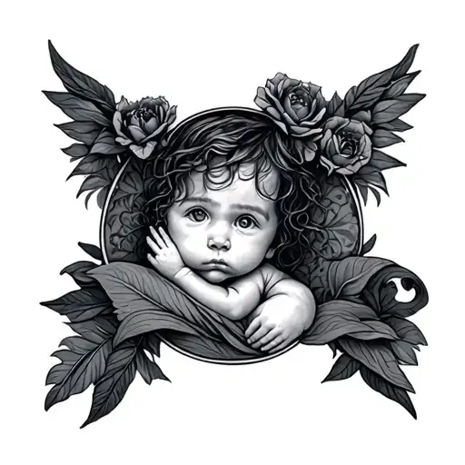 lost child before birth tattoo design idea