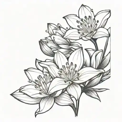  fine line water lillie flowers wrapping from front collar bone over shoulder stopping at back of shoulder blade tattoo design idea