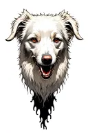 white Tatra Sheepdog, mountain tattoo design idea