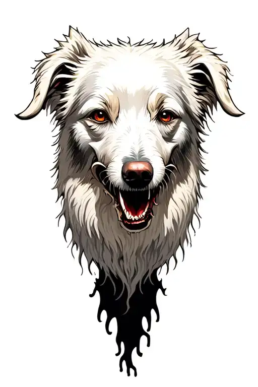 white Tatra Sheepdog, mountain tattoo design idea