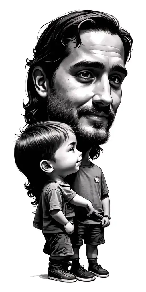 dad and kids tattoo design idea