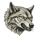wolf growl Aggressive Defending Powerful tattoo design idea