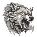wolf growl Aggressive Defending Powerful tattoo design idea