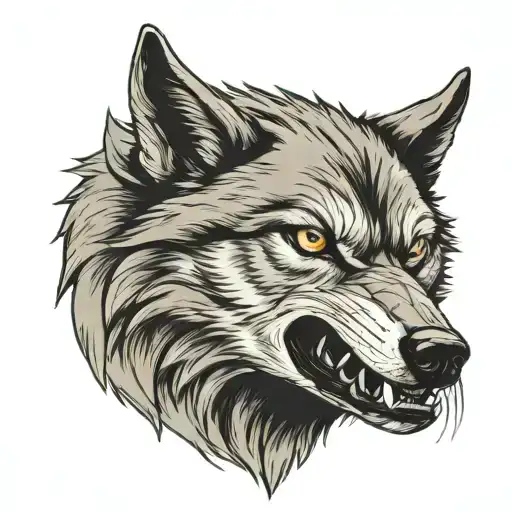 wolf growl Aggressive Defending Powerful tattoo design idea