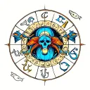 cancer, libra, pisces sign mixed tattoo design idea