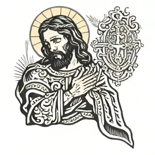 jesus praying tattoo design idea