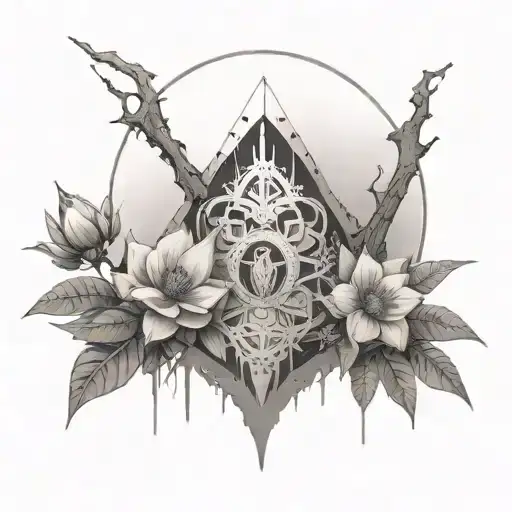 flower, moutain, 2B Nier Automata tattoo design idea